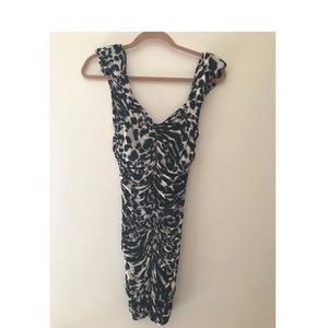 Rushed black and beige dress